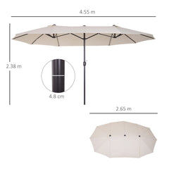 Outsunny Waterproof 4.6m Garden Parasol Double-Sided Sun Umbrella Patio Market Shelter Canopy Shade Outdoor Beige - NO BASE | Aosom UK