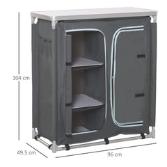 Kozy Aluminum Camping Cupboard, Camping Kitchen Station Cook Table with 3-Shelf, Storage Organiser for BBQ Party Picnic