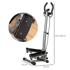 Kozy Adjustable Twist Stepper Fitness Step Machine, LCD Screen, Height-Adjust Handlebars, Home Gym, Silver and Black