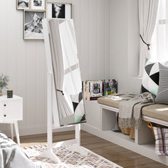 Kozy Jewelry Cabinet Standing Mirror Full Length Makeup Lockable Armoire Storage Organizer White