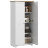 Kozy 172cm Kitchen Cupboard, Freestanding Storage Cabinet with Doors and Shelves, Modern 2-Door Kitchen Pantry Cupboard for Dining Room, White