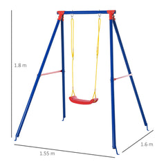Kozy Kids Swing Set Toddler Swing Adjustable Rope Heavy Duty A-Frame Stand Outdoor Playset for 3-8 Years Old Blue