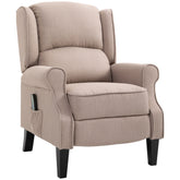 Kozy Heated Massage Reclining Armchair Thick Sponge Padded Linen Upholstery Metal Wood Frame Home Luxury Relaxation Beige