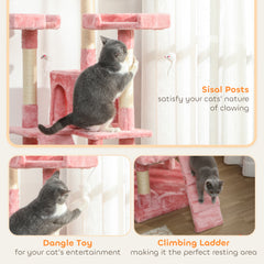 Kozy - 173cm Cat Tree Scratching House, Activity Play Centre, Pink