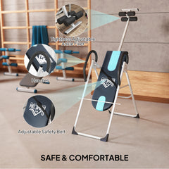 Kozy Foldable Gravity Inversion Table Back Therapy Home Fitness Bench Black