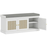 Kozy - Shoe Storage Bench with Woven Rattan Doors, Seat - White