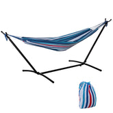 Kozy 298 x 117cm Hammock with Stand Camping Hammock with Portable Carrying Bag, Adjustable Height, 120kg Load Capacity, Blue and White Stripe