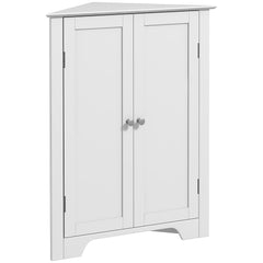 Kozy Triangle Bathroom Cabinet, Corner Bathroom Storage Unit with Adjustable Shelf and Recessed Door, Free Standing, White