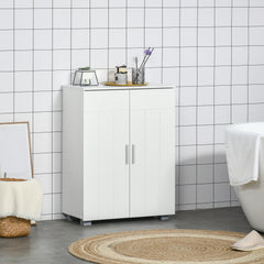 Kozy Modern Bathroom Floor Cabinet, Free Standing Linen Cabinet, Storage Cupboard with 3 Tier Shelves, White