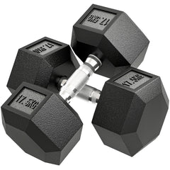 Kozy - 2x17.5KG Rubber Hex Dumbbell Portable Hand Weights Dumbbell Home Gym