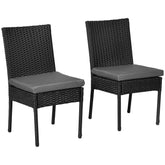 Outsunny Set of Two Armless Rattan Garden Chairs, Stylish and Durable Patio Seating, Elegant Design, Black | Aosom UK