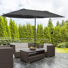 Outsunny Waterproof 4.6m Double-Sided Patio Parasol Sun Umbrella-Black | Aosom UK