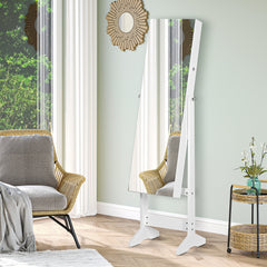 Kozy Jewelry Cabinet Standing Mirror Full Length Makeup Lockable Armoire Storage Organizer White