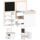 Kozy 3 in 1 Kids Table and Chair Set with Storage, Whiteboard, Blackboard & Roll Paper for 3-8 Years, White