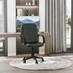HOMCOM Swivel Executive Office Chair, PU Leather Computer Desk Chair, Gaming Seater, Home Office Chair, Ergonomic Design, Black | Aosom UK