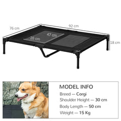 PawHut Large Elevated Dog Bed Cat Elevated Lifted Cooling Portable Camping Basket Outdoor Indoor Mesh Pet Cot Metal Frame, Black | Aosom UK