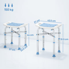 Kozy - 44-51.5cm Aluminium Frame Shower/Bath Stool - Light Blue