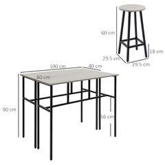 Kozy 6-Piece Bar Table Set, 2 Breakfast Tables with 4 Stools, Counter Height Dining Tables & Chairs for Kitchen, Living Room, Grey