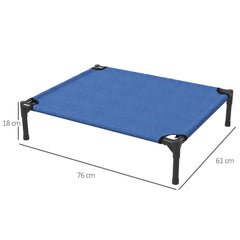 PawHut Medium Elevated Dog Bed, Portable with Metal Frame, Comfortable Raised Pet Bed, Blue, Perfect for Outdoor Use | Aosom UK