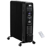 Kozy 2500W Digital Display Oil Filled Radiator, 11 Fin Portable Electric Heater with Timer, Adjustable Thermostat, Three Heat settings, Safety Cut Off, Remote, Black