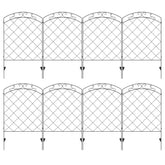 Outsunny Decorative Garden Fencing, 43in x 11.4ft Picket Fence Panels, 8PCs Rustproof Steel Wire Landscape Flower Bed Border Edging | Aosom UK