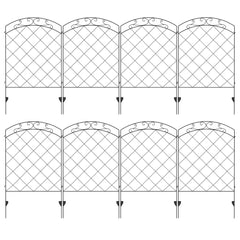 Outsunny Decorative Garden Fencing, 43in x 11.4ft Picket Fence Panels, 8PCs Rustproof Steel Wire Landscape Flower Bed Border Edging | Aosom UK