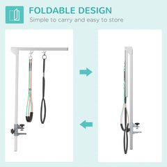 Kozy Adjustable Pet Grooming Arm, with Clamp, Haunch Holders & Grooming Loop - Sliver-Tone