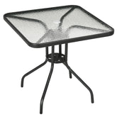 Kozy Square Garden Dining Table with Tempered Glass Top & Umbrella Hole, 76 x 76 cm