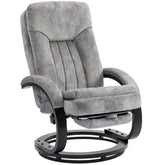 Kozy Swivel Recliner Chair with Footrest, Manual Recliner Armchair with Wooden Base, Plush Velvet Upholstered Reclining Chair for Living Room, Bedroom, Office, Grey