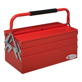 Kozy Metal Tool Box 3 Tier 5 Tray Professional Portable Storage Cabinet Workshop Cantilever Toolbox with Carry Handle, 45cmx20cmx34.5cm, Red