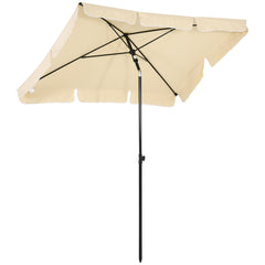 Kozy Garden Parasol Umbrella, Outdoor Market Table Umbrella with Ruffles & Aluminium Pole, Rectangular Tilting Parasol Sun Shade Canopy, 2 x 1.3m, Beige