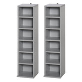 HOMCOM Twin Media Towers: Adjustable Shelving for Blu-Ray & DVD Organisation, Sleek Grey Bookcases | Aosom UK