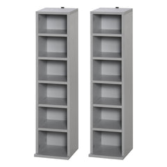 HOMCOM Twin Media Towers: Adjustable Shelving for Blu-Ray & DVD Organisation, Sleek Grey Bookcases | Aosom UK