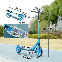 AIYAPLAY Foldable Kids Scooter with Adjustable Handlebar, 200mm Big Wheel, Rear Fender Brake, for Ages 6-12 Years, Blue