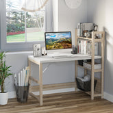HOMCOM Computer Desk with shelves Office Desk Workstation,Writing Desk Computer PC Laptop Table Workstation, White Wood Grain | Aosom UK