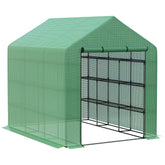 Kozy Walk-in Greenhouse with 4 Tier 24 Shelves, Portable Grow House with Roll-up Zipped Door, 244 x 180 x 210cm, Green