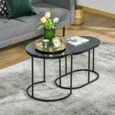 Kozy Marble-Effect Nest of Tables - Black/White