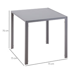 Kozy Modern Square Dining Table for 2-4 People, with Glass Top & Metal Legs for Dining Room, Living Room, Grey
