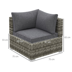 Kozy Outdoor PE Rattan Corner Sofa, Garden Wicker Furniture Single Sofa Chair w/ Cushions, Deep Grey