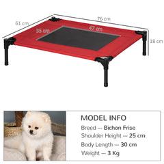 Kozy Raised Dog Bed Cat Elevated Lifted Portable Camping w/ Metal Frame Black and Red (Medium)