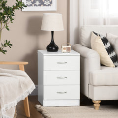 Kozy Three-Drawer Simple Bedside Table - White