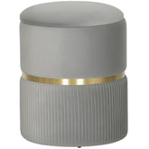 Kozy - Velvet-Feel Storage Ottoman - Light Grey