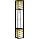 HOMCOM Floor Lamp w/ Shelves, Dual Light, Modern Tall Standing Lamps for Living Room, Bedroom, w/ Pull Chain Switch (Bulb not Included) | Aosom UK
