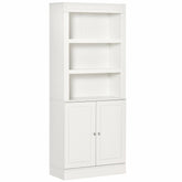 HOMCOM Kitchen Storage Cabinets with 6-tier Shelving, Kitchen Cupboard, Kitchen Larder with 3 Open Compartments and Double-door, White | Aosom UK