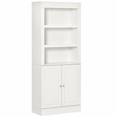 HOMCOM Kitchen Storage Cabinets with 6-tier Shelving, Kitchen Cupboard, Kitchen Larder with 3 Open Compartments and Double-door, White | Aosom UK