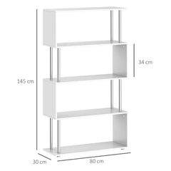 HOMCOM Wooden S Shape Bookcase Bookshelf Dividers Storage Display Unit White | Aosom UK