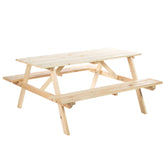 Kozy 6 Seater Wooden Picnic Table Bench for Outdoor Garden or Patio with Parasol Cutout 150 cm Natural Wood Finish