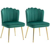 HOMCOM Shell Luxe Velvet Accent Chair, Modern Living Room Chair with Gold Metal Legs for Living Room, Bedroom, Home Office, Set of 2, Green | Aosom UK