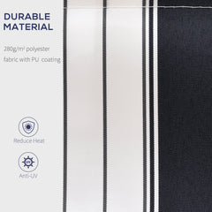 Outsunny 2.5m x 2m Garden Patio Manual Awning Canopy Sun Shade Shelter Retractable with Winding Handle Blue White | Aosom UK