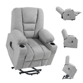 HOMCOM Oversized Riser and Recliner Chairs for the Elderly, Fabric Upholstered Lift Chair w/ Remote Control, Side Pockets, Cup Holder | Aosom UK